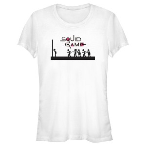 Juniors Womens Squid Game Stick Figure Red Light Green Light T-Shirt - 1 of 4
