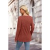 Women's Casual V-Neck Button-Front Ribbed Loose Long Sleeve Pullover Top, Comfortable Knit T-Shirt for Daily Wear - 2 of 4