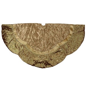 Northlight 72" Gold Quilted Christmas Tree Skirt with Iridescent Sequins - 1 of 3