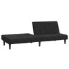 vidaXL Black Velvet 2-Seater Sleeper Loveseat - Convertible Sofa Bed with Wooden Frame for Living Room, Dorm, Studio - 3 of 4