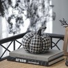 NAYSAYE Party Decoration and Accessories Fabric Plaid Pumpkin Figurine for Holiday Halloween Tabletop, Black and White, 7"*7"*6.7" - 4 of 4