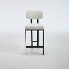 Homy Casa Set of 2 Upholstered Bar Stools with Metal Legs and Cushioned Backrest, for Kitchen Island, Beige - 4 of 4