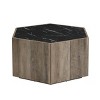 Modern Hexagon Coffee Table with Faux Marble Top and Hidden Storage Drawers, Center Table for Living Room - Panipeachy - 3 of 4