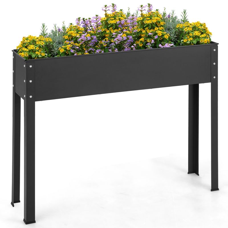 Costway 40" Raised Garden Bed with Legs Metal Elevated Planter Box Drainage Hole Backyard Green/Black, 1 of 11