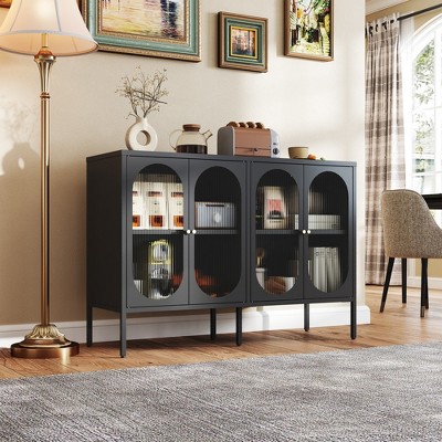 Bella Depot 47.24''W Metal Sideboard Cabinet with 4 Glass Door,Kitchen Storage Cabinet