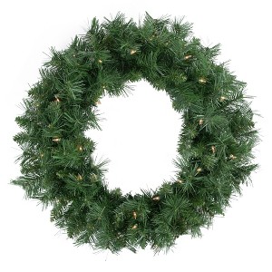 Northlight Pre-lit Chatham Pine Artificial Christmas Wreath, 24-Inch, Clear Lights - 1 of 3