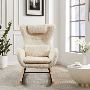 CAVINAS Upholstered Accent Chair,Modern Rocking Chairs with High Backrest and Comfortable Seating for Bedroom,Reading Room - 1 of 4