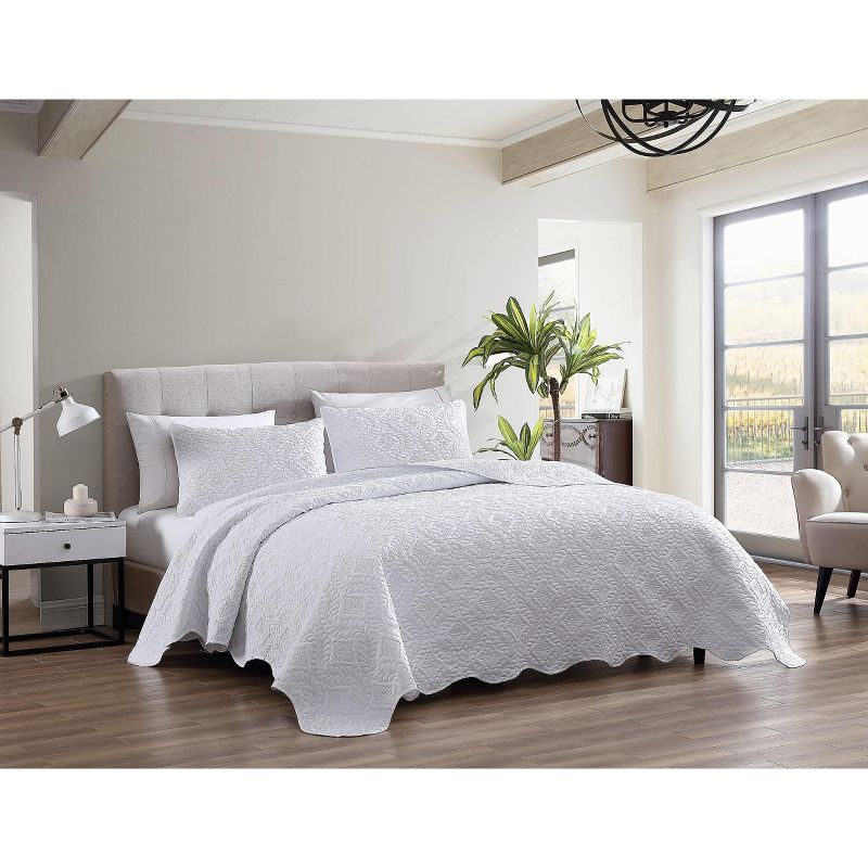 Kate Aurora Riviera 3 Piece Embossed Bedspread/Coverlet & Pillow Shams Set, 1 of 8