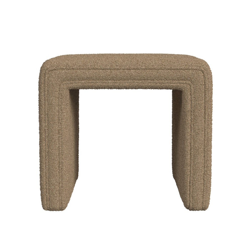 Modern Channel Ottoman Brown Boucle- HomePop: Upholstered Footstool, No Assembly Required