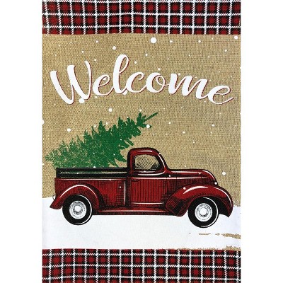 Winter Truck Burlap Garden Flag 18" x 12.5" Briarwood Lane