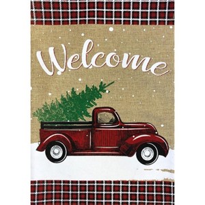 Winter Truck Burlap Garden Flag 18" x 12.5" Briarwood Lane - 1 of 4