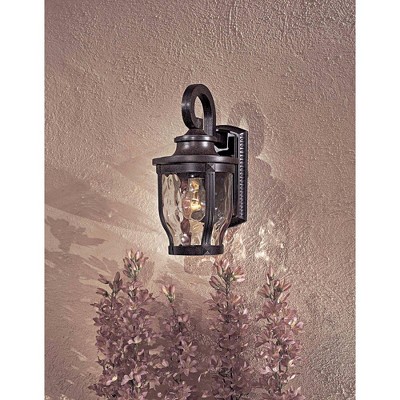 Corona Bronze Outdoor Lantern Sconce with Clear Hammered Glass