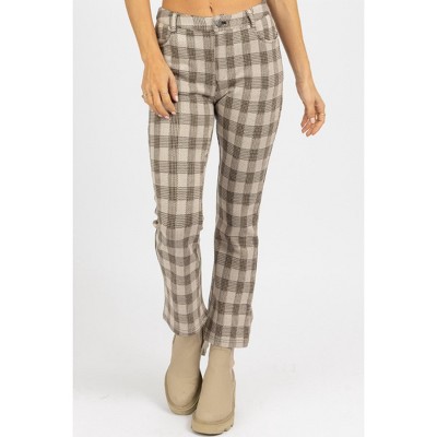 Women's CHECKED HIGH RISE FLARE PANT - Fate by LFD
