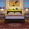 Aheaplus Platform Bed Frame with Charged Station and LED Lights - 3 of 4
