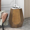 Pedestal Side Table Small Living Room Metal Side Tables,Bed Side Table Hammered Hexagon Accent Table,Silver Drum Side Table-Cuddlewood - 2 of 4