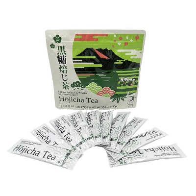 Koyo Orient Japan - Roasted Green Tea Hojicha Powder Latte Mix with Brown Sugar, Served Hot or Cold, No Additives, 10x0.35oz Packets Per Bag