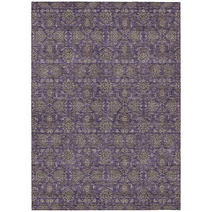 Purple Beige And Taupe Floral Washable Indoor Outdoor Area Rug - 1 of 4