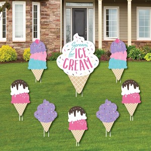 Big Dot of Happiness Scoop Up The Fun - Ice Cream - Yard Sign and Outdoor Lawn Decorations - Sprinkles Party Yard Signs - Set of 8 - 1 of 4
