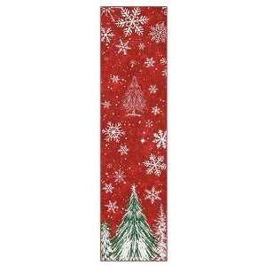 Christmas Area Rug, Red Green Snowflake Tree Rugs Washable Throw Runner Rugs Carpet for for Living Room Kitchen Dining Room Nursery Kids Room Office - 1 of 4