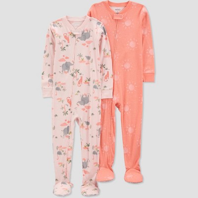 Carter's Just One You® Toddler Girls' 2pk Snug Fit Cotton Footed Pajama