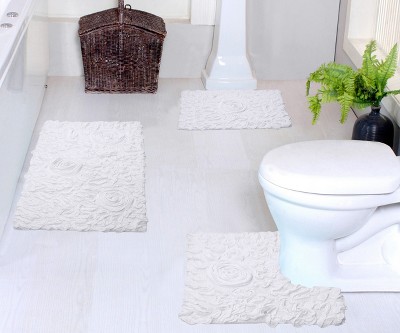 Bell Flower Collection Cotton Floral Pattern Tufted Bath Rug Set Pack of 3 - Home Weavers