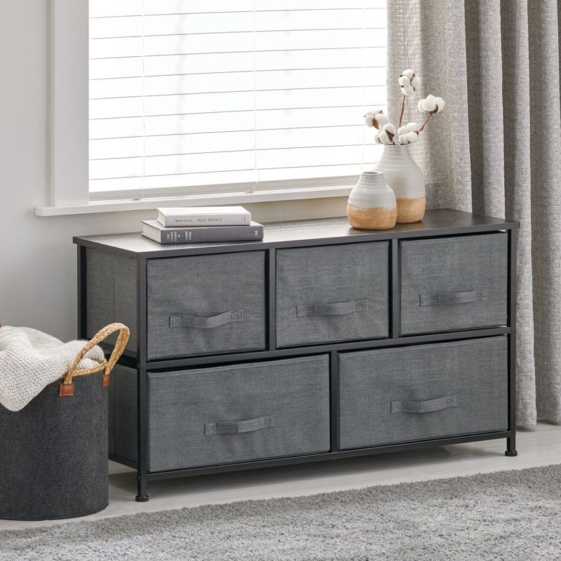 mDesign Wide Storage Dresser Furniture, 5 Removable Fabric Drawers, 5 of 11