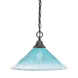 Toltec Lighting Any 1 - Light Pendant in  Dark Granite with 16" Teal Crystal Shade - 1 of 1