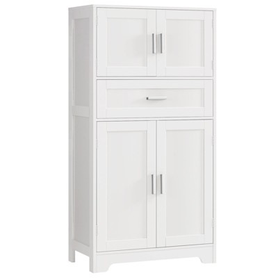USIKEY Morden 47.2" Storage Cabinet with 2 Drawers & 2 Adjustable Shelves, Floor Cabinet with 4 Doors, Cabinet for Living Room, Dining Room