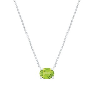 Simona Sterling Silver, 6x8mm Oval Gem Necklace - Peridot - Green - 16+2 Inch - 1 of 2