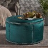 Jaewon Studded Velvet Ottoman Teal - Christopher Knight Home - 2 of 4
