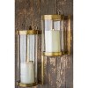 Wall Mounted Hurricane, Small 12.99" Tall, Metal and Glass, Antique Gold Finish By Kalalou - 3 of 3