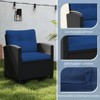 Tangkula 3 Piece Patio Furniture Set Rattan Conversation Set w/Soft Seat & Back Cushions Tempered Glass Topped Coffee Table Navy - 3 of 4