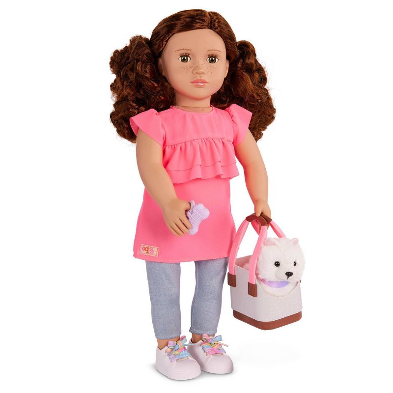 Our Generation Becca &#38; Pearl 18&#39;&#39; Doll &#38; Pet Dog Plush Carrier Accessories Set, 3 of 8