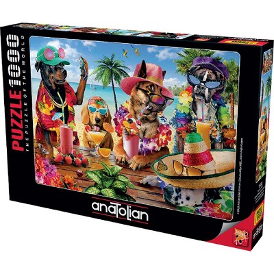 Anatolian Dogs drinking smoothies on a tropical beach 1000 pc   Jigsaw Puzzle 1102