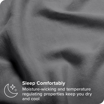 Full Dark Grey Organic Linen Sheet Set