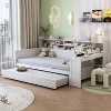 TIRAMISUBEST 91.3in Twin/ Full Daybed with Guardrails Kids Bed Trundle Desk Storage Shelves Wood Platform Bed Multifunctional Bedroom - 4 of 4