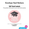 Big Dot of Happiness Class of 2025 Rose Gold Grad Envelope Seal Stickers, Round Circle Stickers to Seal Cards, Graduation Envelope Seals - 120 Count - 3 of 4