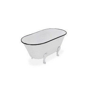 HomeRoots 9" White White And Black Metal Hand Painted Decorative Tub - 1 of 4