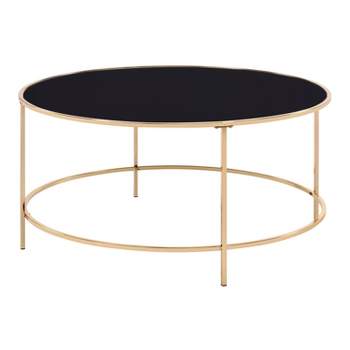 Kincross Round Coffee Table with Glass Top - miBasics