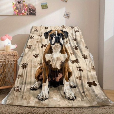 Dog Print Flannel Blanket, All Season Plush Throw for Couch, Bed, Camping, and Travel, Christmas Gift.