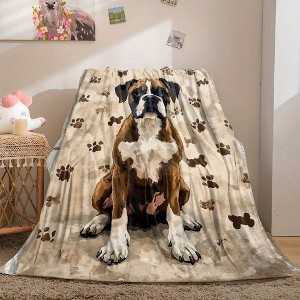 Dog Print Flannel Blanket, All Season Plush Throw for Couch, Bed, Camping, and Travel, Christmas Gift. - 1 of 4