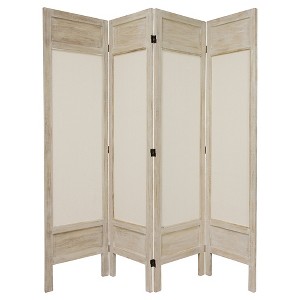5 1/2 ft. Tall Open Lattice Fabric Room Divider - Burnt White (4 Panels) - 1 of 3