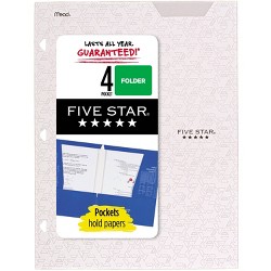 Mead Five Star 4 Pocket Paper Folder Durable Laminate Conversion & Other Tables 