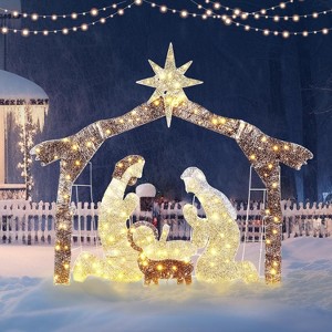 VINGLI 6ft Lighted Outdoor Nativity Sets for Christmas, Christmas Holy Family Yard Decoration w/ 190 LED Lights, Stakes, Zip Ties - 1 of 4