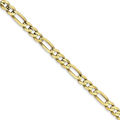 Black Bow Jewelry 4mm, 10k Yellow Gold, Concave Figaro Chain Necklace