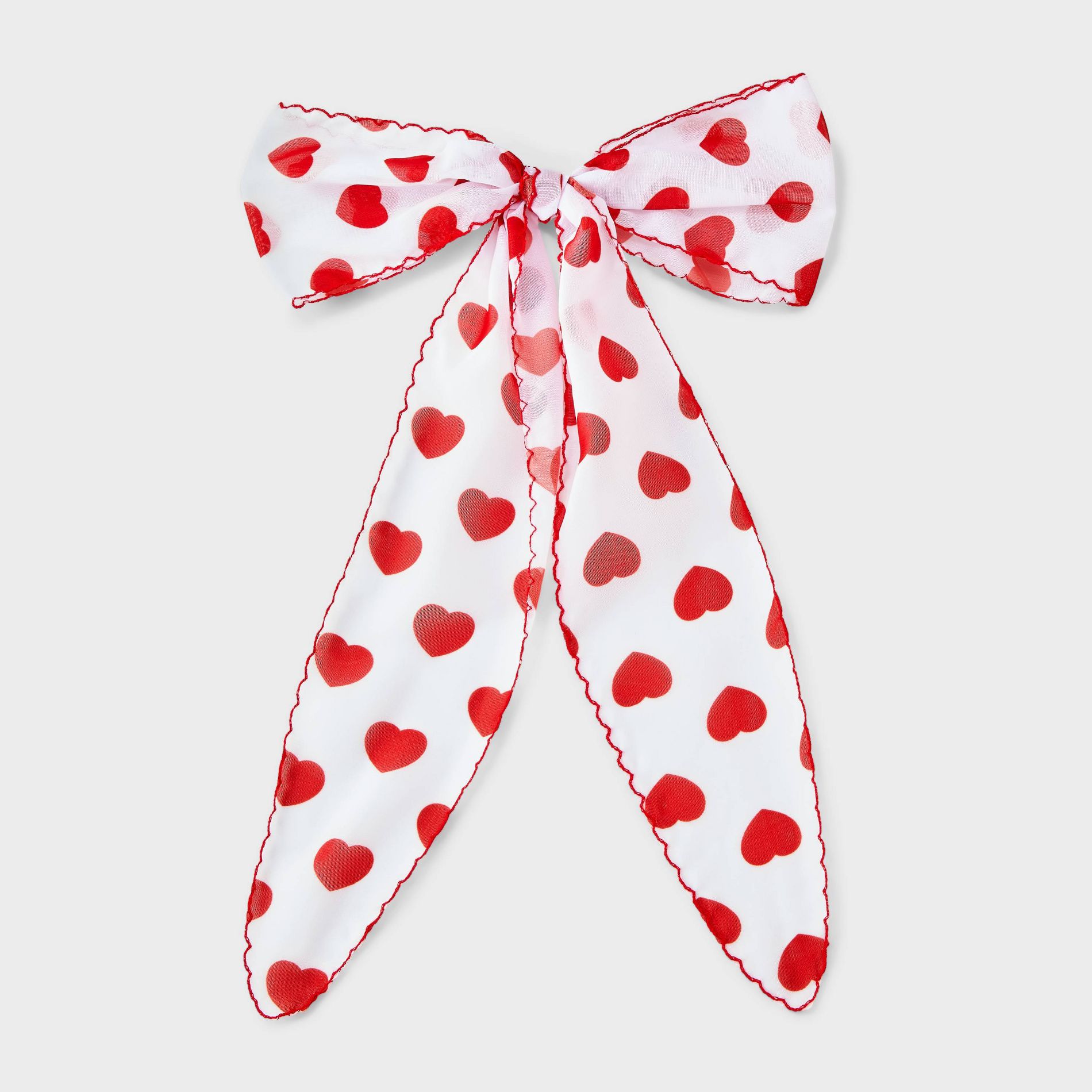 Scallop Trim Heart Bow Hair Barrette - A New Day™ Red