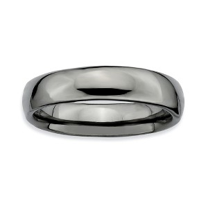 Black Bow Jewelry Black Plated Sterling Silver Stackable Polished 4.5mm Band - 1 of 4