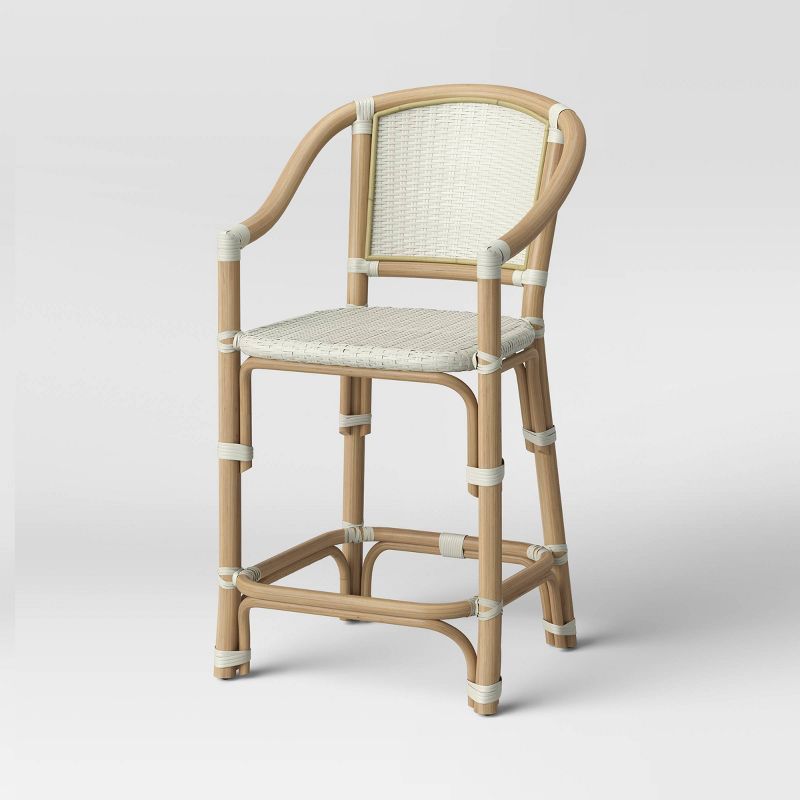 Parksley Rattan and Woven Counter Height Barstool White - Threshold&#8482;, 3 of 6