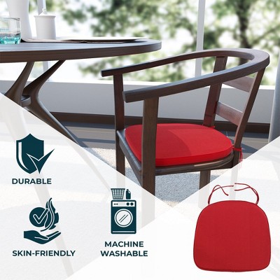 Red Memory Foam Dining Chair Cushion with Ties, Set of Two