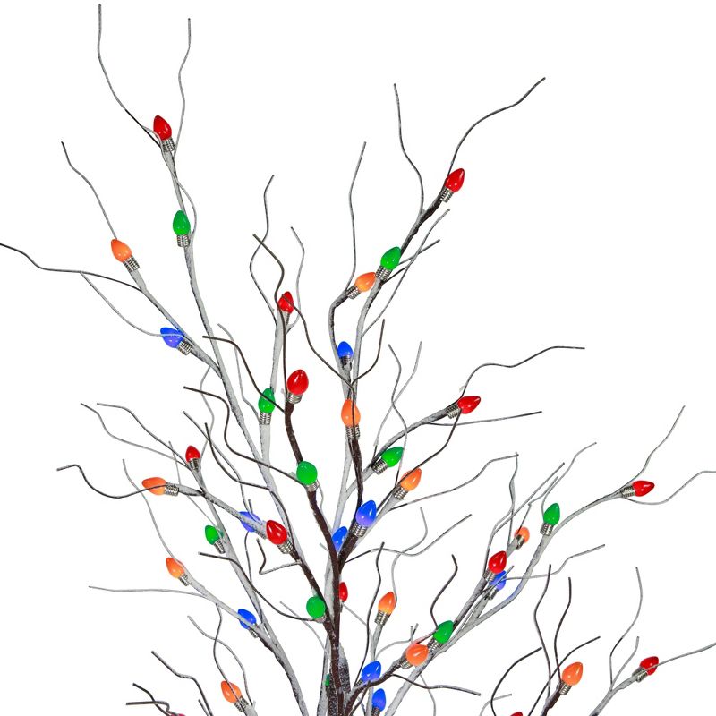 Northlight 6' Brown LED Lighted Frosted Christmas Twig Tree - Multi-Color lights, 5 of 8